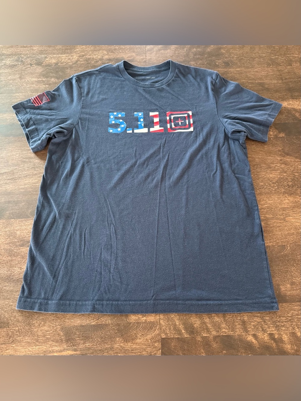 5.11 Tactical Navy Blue Logo Tee with American Flag Accents